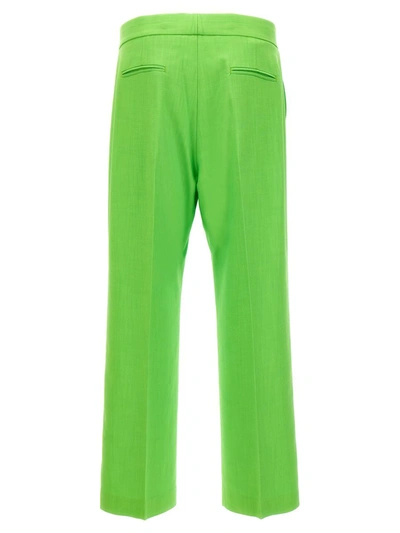 Msgm Flared Trousers With Pockets And Pleats In Green