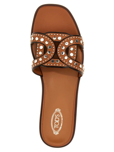 Shop Tod's 'maxi Catena' Sandals In Brown