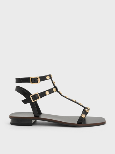 Shop Charles & Keith Studded Gladiator Sandals In Black