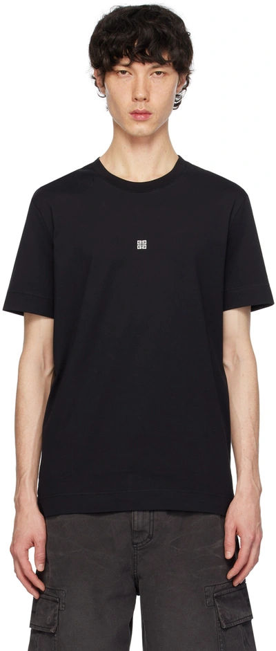 Shop Givenchy Black Embroidered T-shirt In 001-black