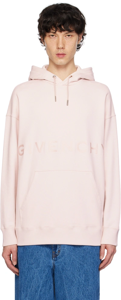 Shop Givenchy Pink Embroidered Hoodie In 657-nude Pink