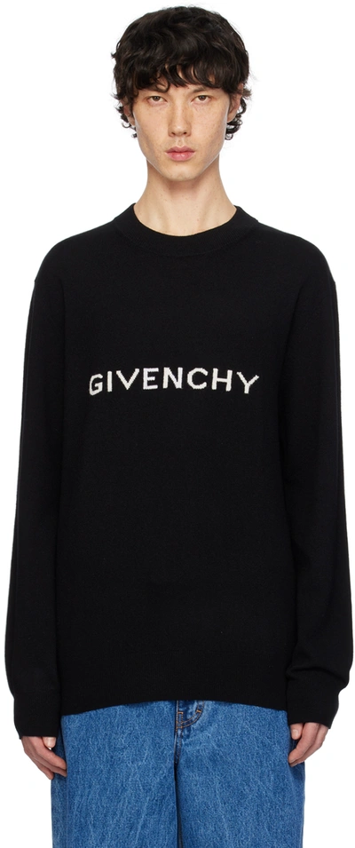 Shop Givenchy Black Jacquard Sweater In 001-black