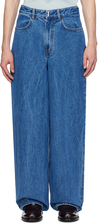 Shop Givenchy Blue Low Crotch Jeans In 415-indigo Blue