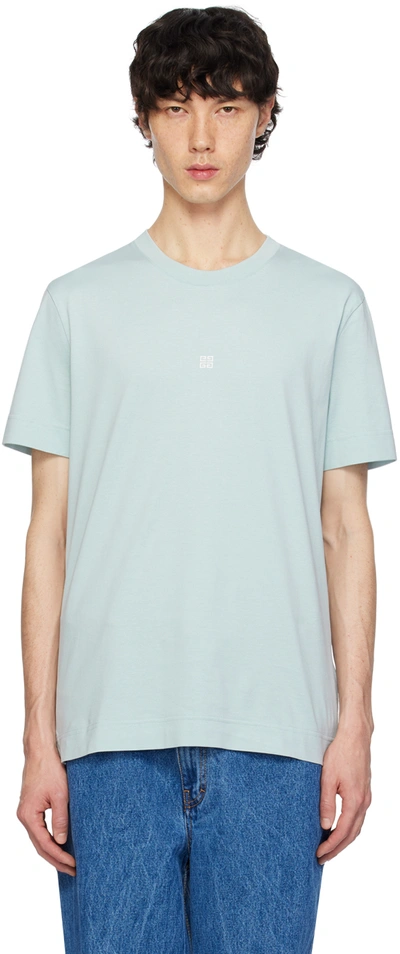 Shop Givenchy Blue Embroidered T-shirt In 456-mineral Blue