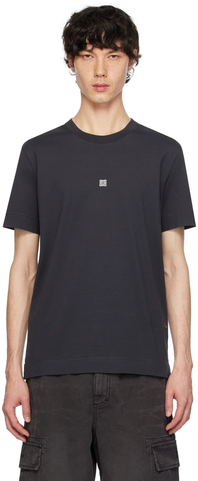 Shop Givenchy Gray Embroidered T-shirt In 025-charcoal