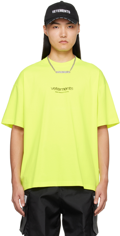 Shop Vetements Yellow Bonded T-shirt In Neon Yellow