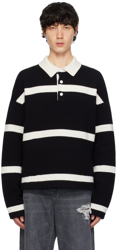 Shop Jw Anderson Black Structured Polo In 999 Black