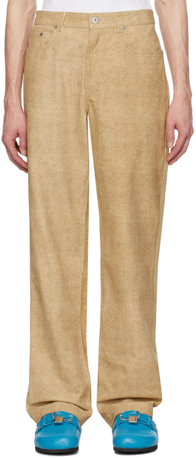 Shop Jw Anderson Beige Straight-fit Leather Pants In 150 Sand