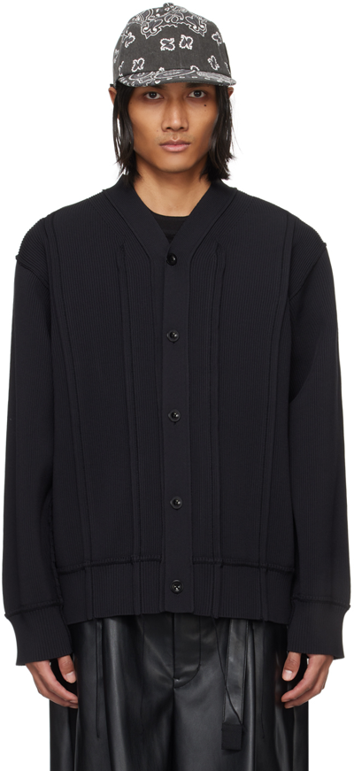 Shop Sacai Black Loose Thread Cardigan In 001 Black