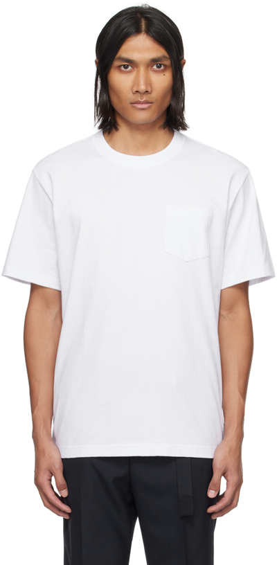 Shop Sacai White Zip T-shirt In 101 White