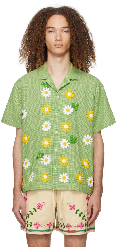 Shop Harago Green Crocheted Shirt