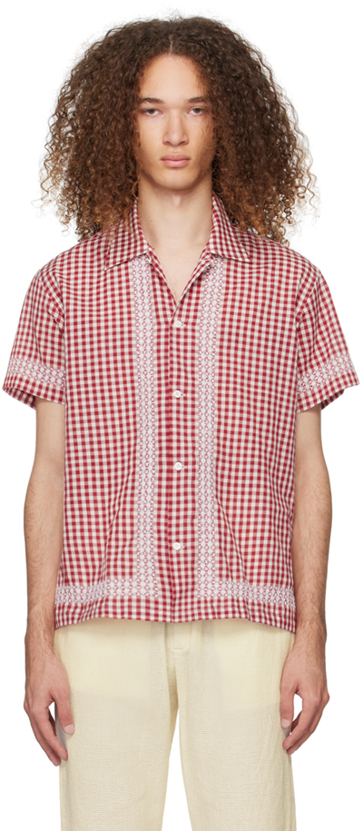 Shop Harago Red Chicken Scratch Shirt