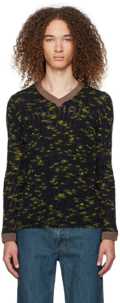 Shop Eckhaus Latta Navy & Green Plume Sweater In Celestial