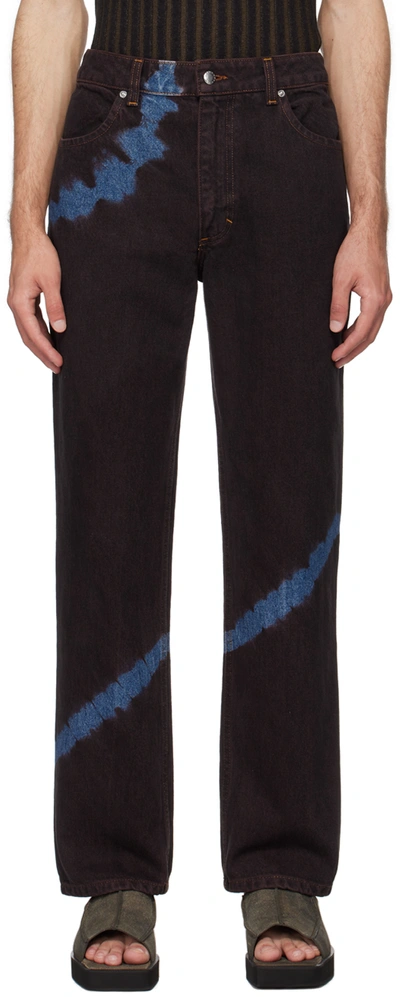Shop Eckhaus Latta Brown & Indigo Straight-leg Jeans In Rope