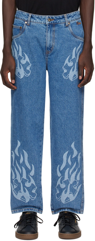 Shop Dime Blue Flamepuzz Jeans In Indigo