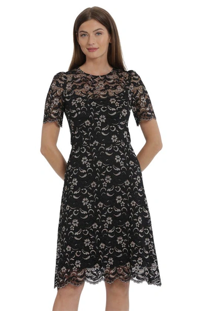 Shop Maggy London Floral Lace Sheath Dress In Black Multi