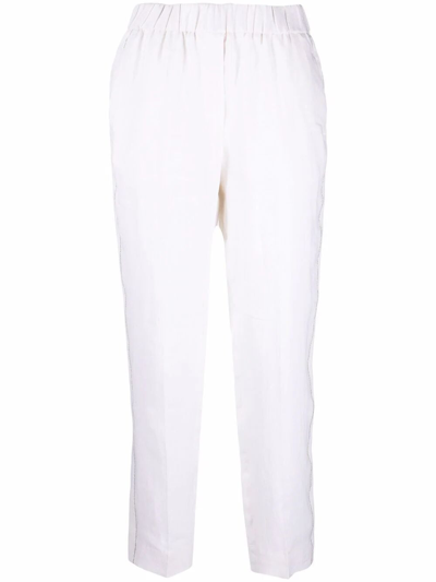 Shop Peserico Slim Pants With Coulisse In White