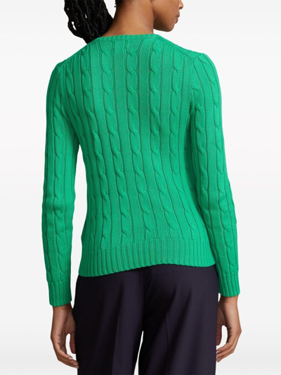 Shop Polo Ralph Lauren Crew Neck Braided Sweater In Green