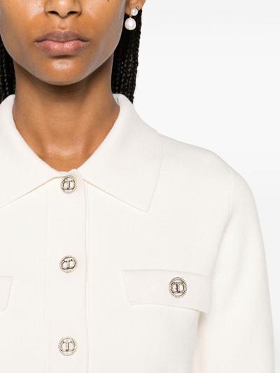 Shop Twinset Polo Neck Jacket In White