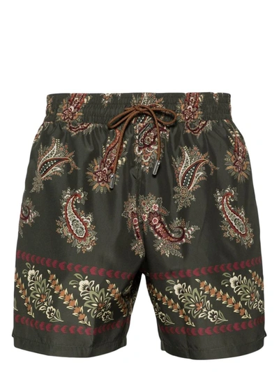 Shop Etro Paisley Print Swimsuit In Green