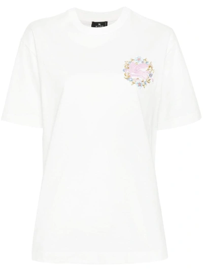 Shop Etro Pegasus Motif T-shirt In White