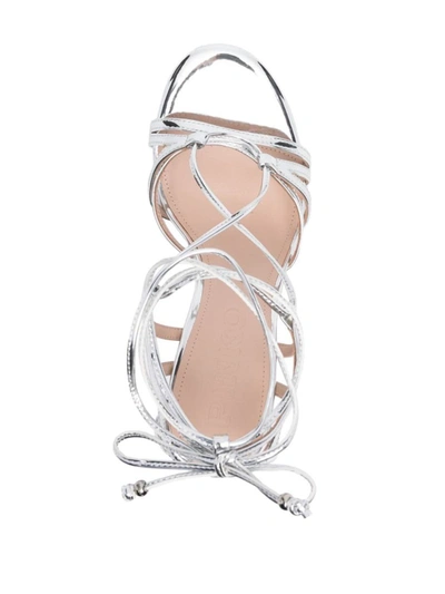 Shop Pinko Lace-up Sandals In Silver