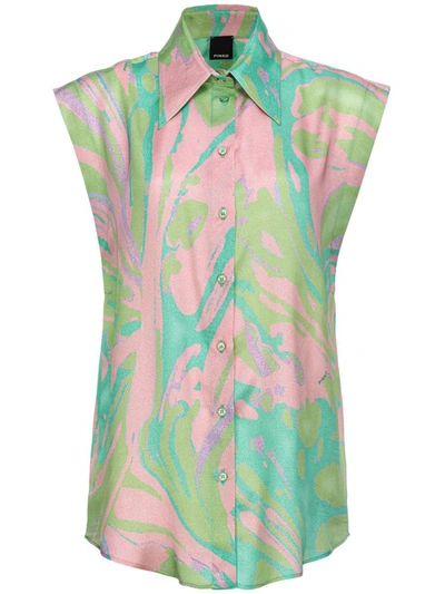 Shop Pinko Sleeveless Shirt In Verde E Rosa