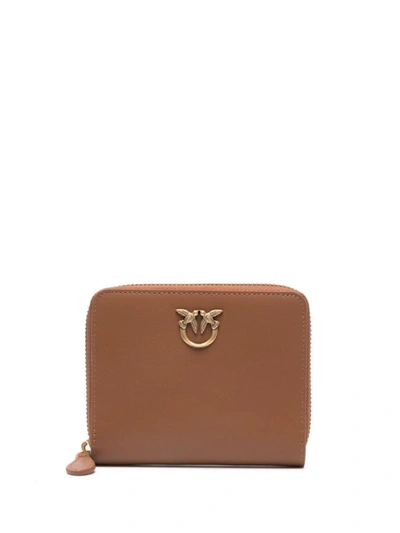 Shop Pinko Wallet With Logo In Brown
