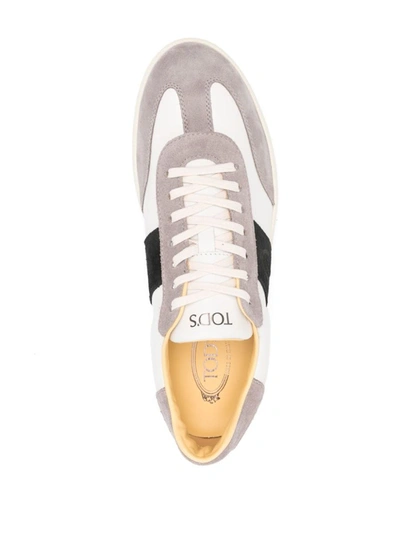 Shop Tod's Sneakers With Band In Bianco E Blu