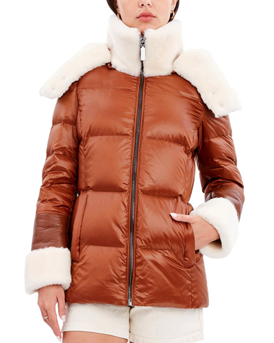 Dawn Levy Puffer Jacket With Genuine Shearling Trim