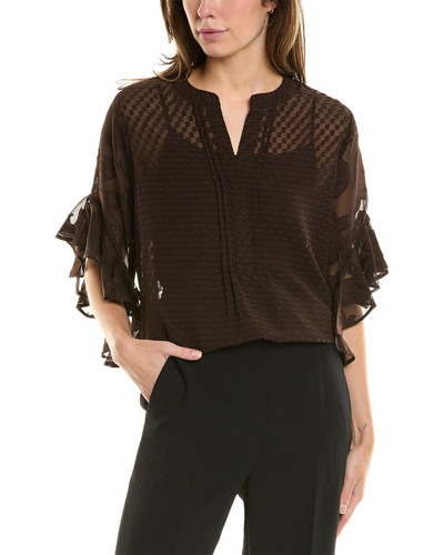Shop Vince Camuto Pintuck Blouse In Brown