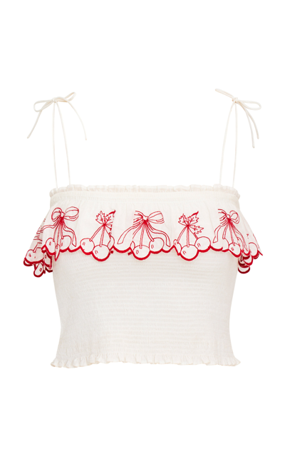Loveshackfancy Carletta Cotton Lace Crop Top In Pink