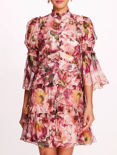 Shop Marchesa Mali Mini Dress In Blush