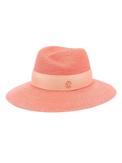 Shop Maison Michel Pink Virginie Hemp Fedora Hat