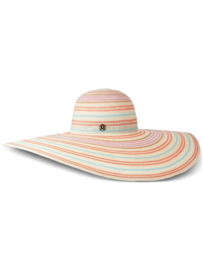 Shop Maison Michel Multicolour Blanche Striped Fedora Hat In Neutrals