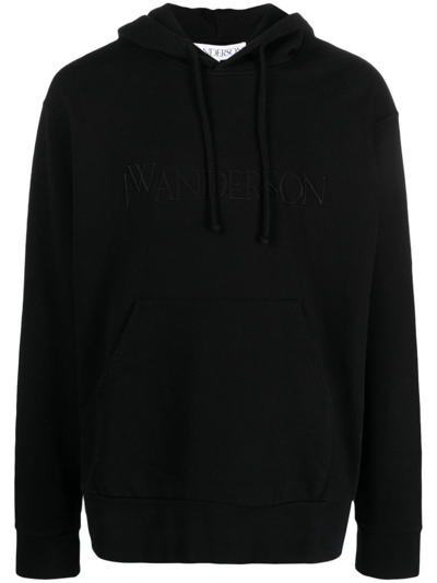 Shop Jw Anderson Logo-embroidered Cotton Hoodie - Men's - Cotton In Black