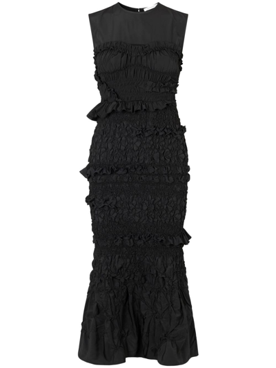 Shop Cecilie Bahnsen Black Vanda Cotton Midi Dress In Schwarz