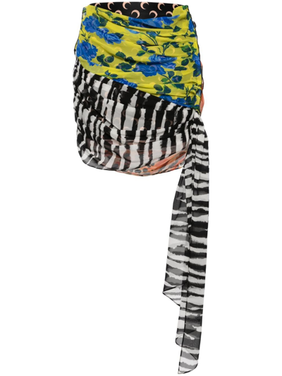 Shop Marine Serre Multicolour Regenerated Scarves Silk Mini Skirt - Women's - Silk/recycled Polyamide/elastane In Black