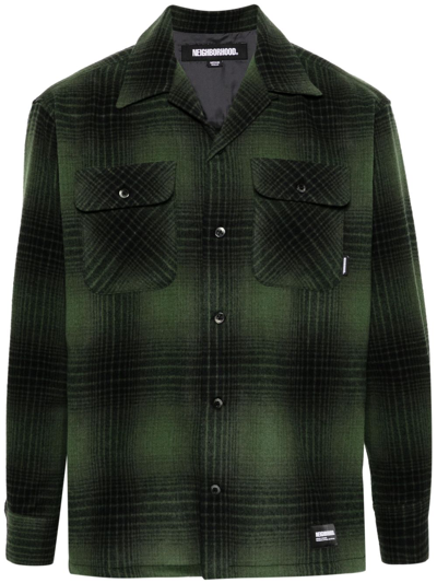 Shop Neighborhood Checked Flannel Shirt - Men's - Polyester/nylon/wool In Green