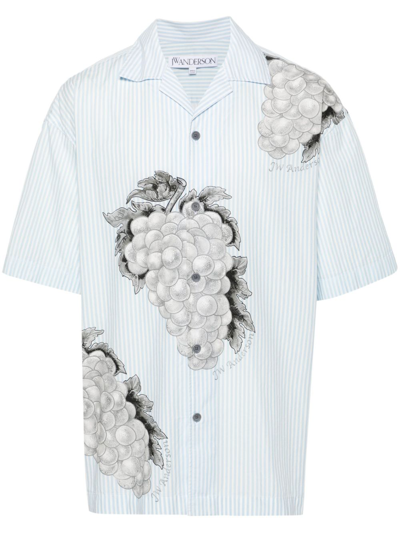Shop Jw Anderson Blue Grape-print Cotton Shirt