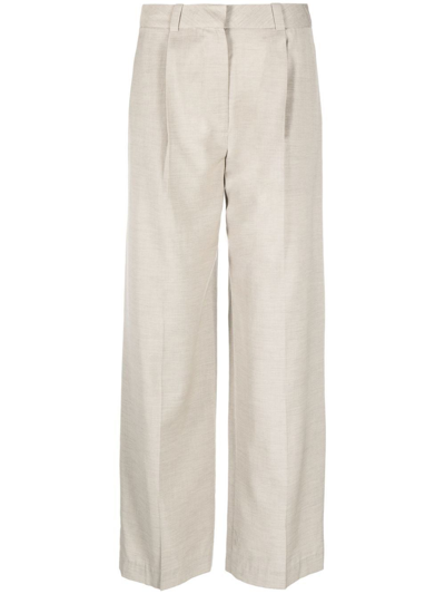 Shop Low Classic Neutral Straight-leg Pleated Trousers In Neutrals