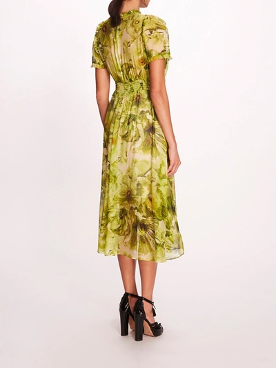 Shop Marchesa Sedum Dress In Chartreuse