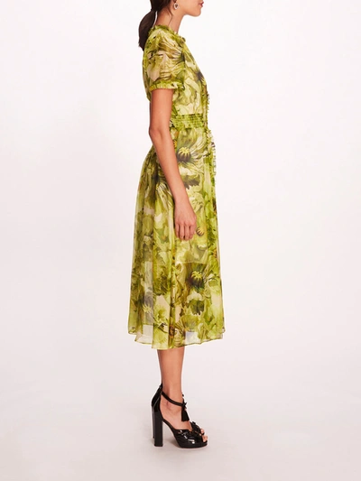 Shop Marchesa Sedum Dress In Chartreuse