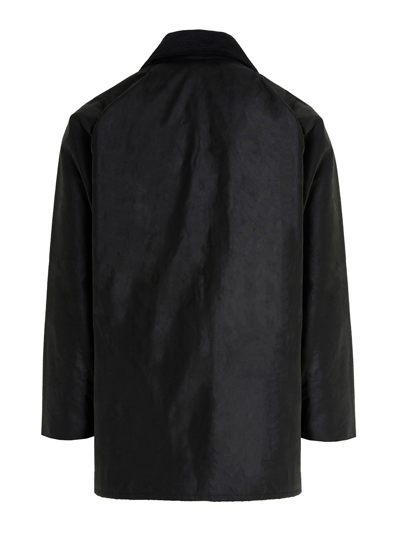 Barbour Badale Waxed-cotton Corduroy-collar Jacket In Black