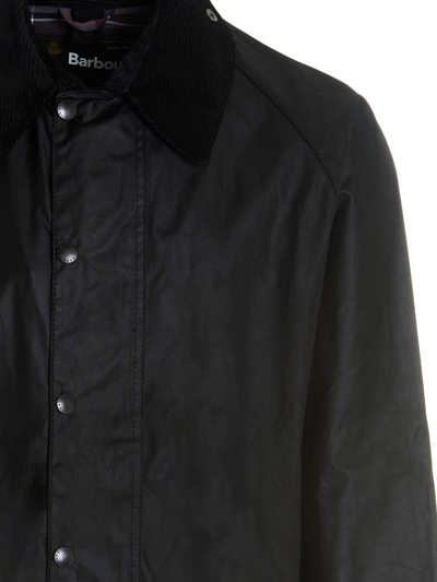 Barbour Badale Waxed-cotton Corduroy-collar Jacket In Black