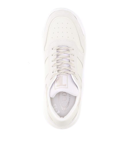 Shop Tod's Suede And Leather Sneakers In White