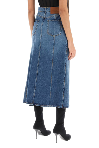 Shop Alexander Mcqueen Denim Skirt With Cut Out