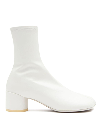 Shop Mm6 Maison Margiela Leather Ankle Boots In White