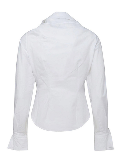 Vivienne Westwood Distorted Silhouette White Cotton Shirt With Asymmetrical Hem In White