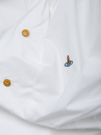 Vivienne Westwood Distorted Silhouette White Cotton Shirt With Asymmetrical Hem In White